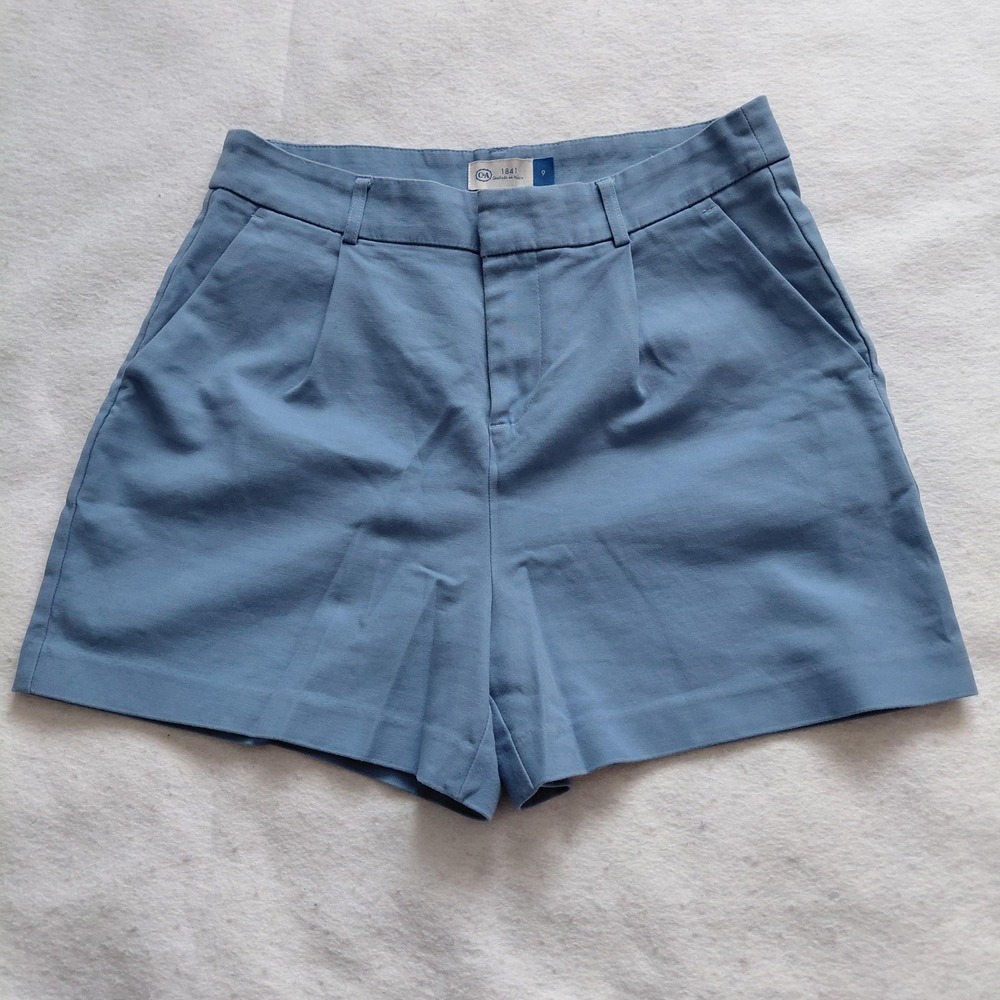 C&A Casual Shorts Womens 9 Blue Cotton Blend Pleated Straight Comfy 3061957